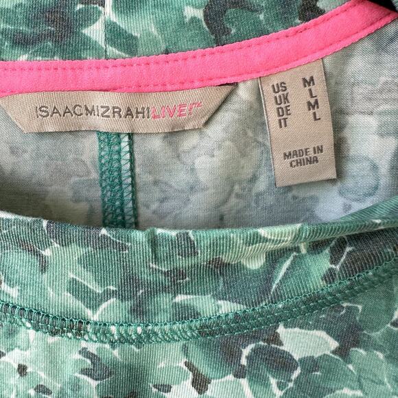 NEW Isaac Mizrahi Live! QVC Soho Printed 3/4 Sleeve Top Sz M Green Floral Soft - Picture 5 of 6